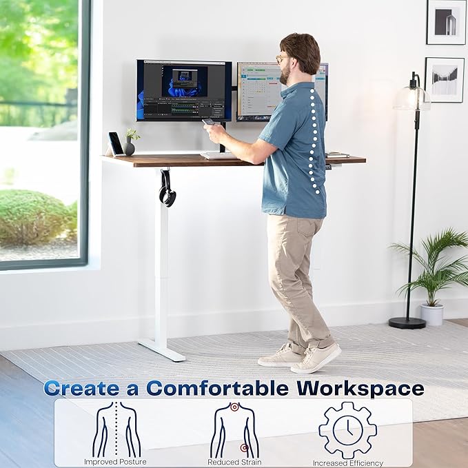 VIVO Electric 60 x 24 in Rustic Standing Desk, Memory Height Adjustment - Image 4