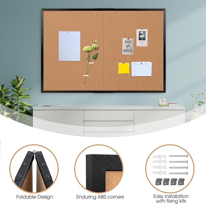 Board2by Extra Large Cork Bulletin Board 60" X 48", Foldable Notice Pin Board - Image 6
