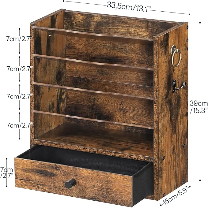HOOBRO Wall File Organizer, Mail Organizer Wall Mounted, Wooden Literature - Image 3