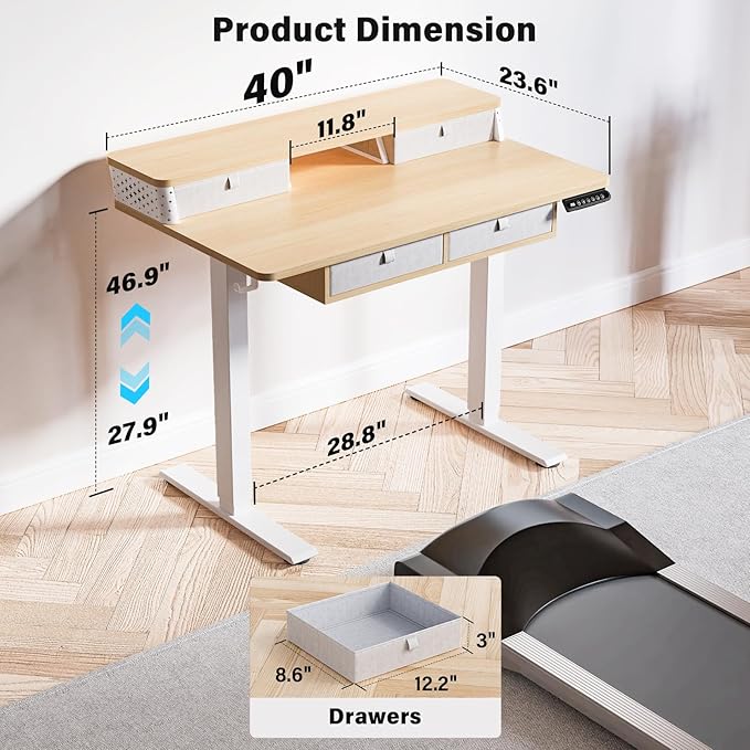 Kingant 40 x 24 Inch Electric Standing Desk - Image 2