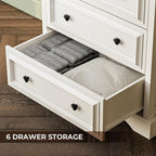 VVFLU Farmhouse 6 Drawer Dresser, Storage Drawer Chest - Image 5