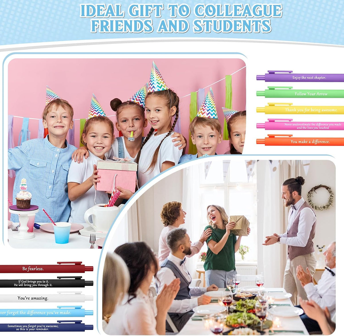 Teling 100 Pcs Inspirational Pens Bulk, Classic Colors, Classic Style