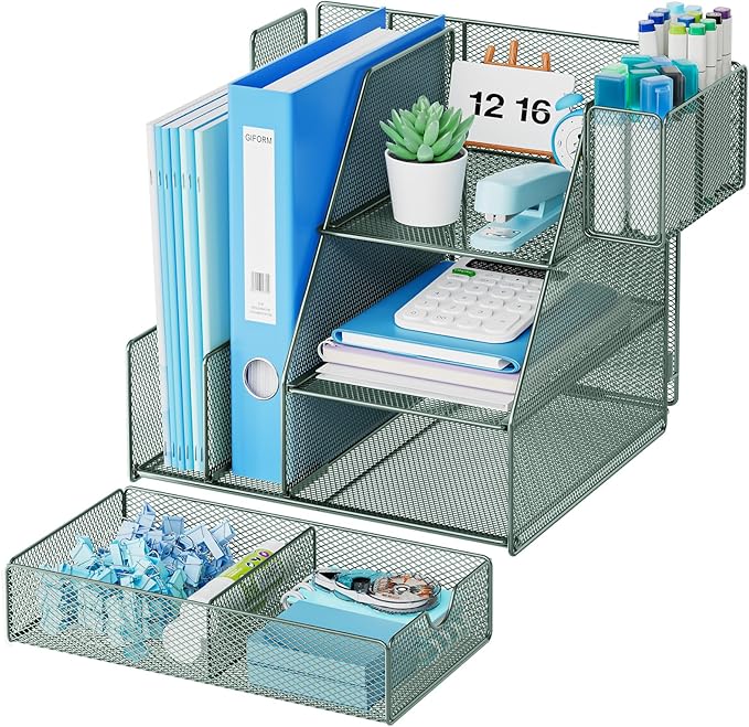 Marbrasse Desk Organizer and Accessories, 3-Tier File Organizer - Image 3