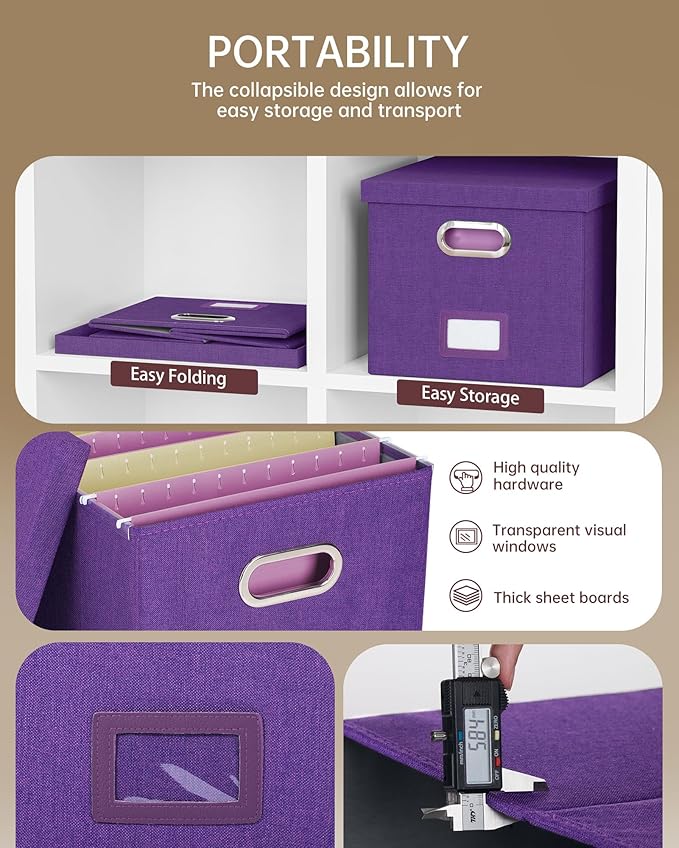 2 Pack File Storage Organizer, Filing Box, Portable File Box - Image 4