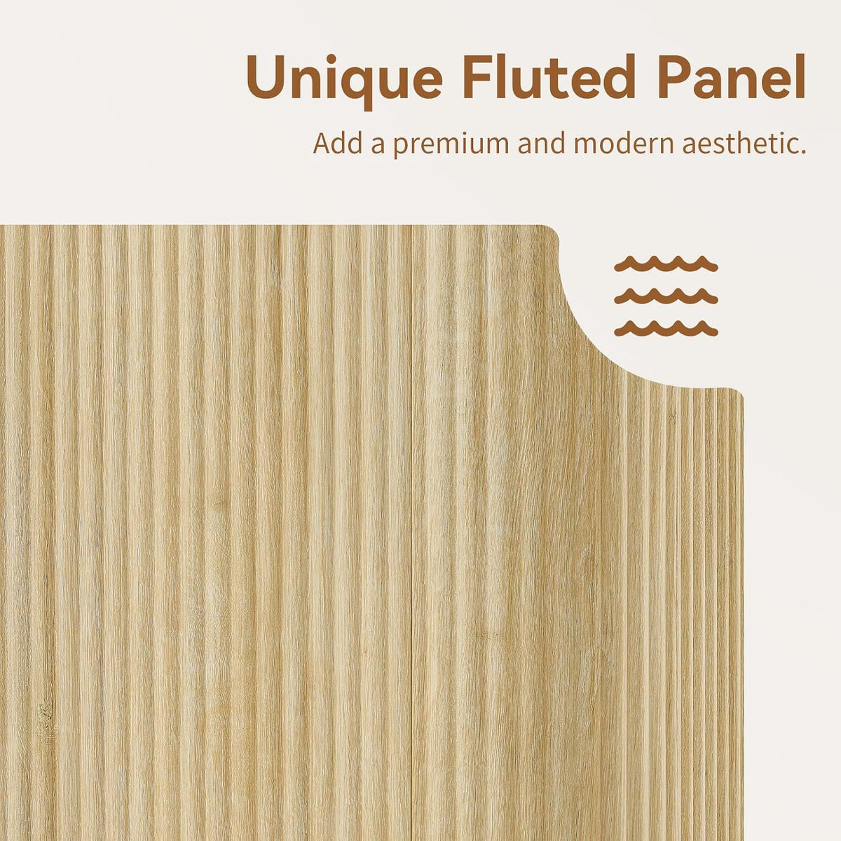 64" Fluted Buffet Cabinet with Storage, Natural Sideboard Cabinet