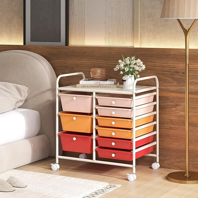 LDAILY 9 Drawer Rolling Storage Cart, Rolling Cart - Image 7