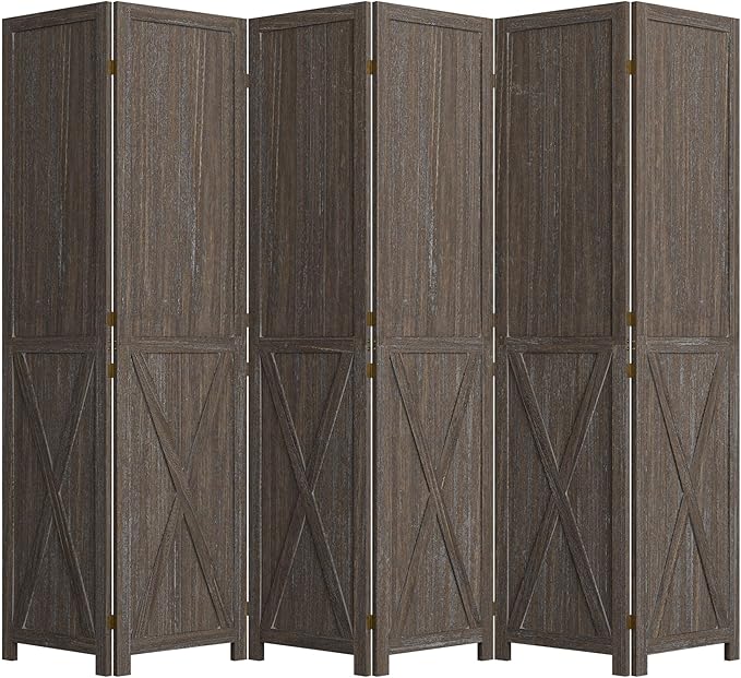 Cozy Castle Wood Room Divider, 6 Panels Folding Privacy Screen, 66.9'' Wall - Image 8