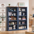 RWYHG 70" Blue Tall Bookshelf Set of 2, 5-Tier Thick Wooden Book Shelf - Image 4