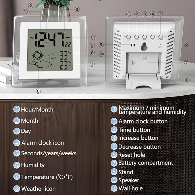 VOILEIPAGI Small Clock Digital Battery Operated Alarm Clock - Image 7