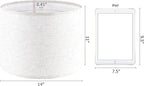 Oatmeal linen Textured Lamp Shades Set of 2 Medium Drum Lampshade 14``Top x - Image 3