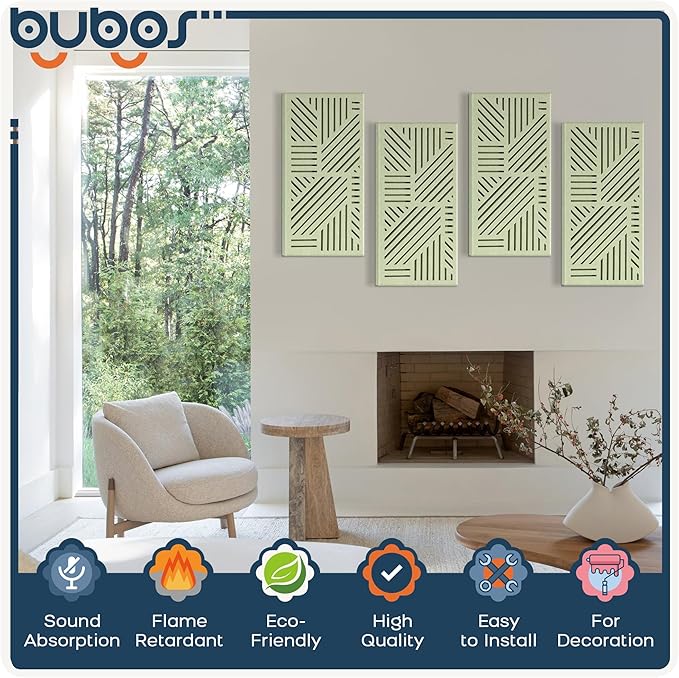 BUBOS 4 Pack Thickened Acoustic Panels, 23.6''x11.8'' Self-Adhesive Sound - Image 3