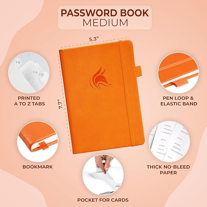Clever Fox Password Book with alphabetical tabs. Internet Address Organizer - Image 2