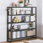 HCHQHS Bookshelf, 5-Tier Industrial Bookcase, Freestanding Tall Bookshelves - Image 2