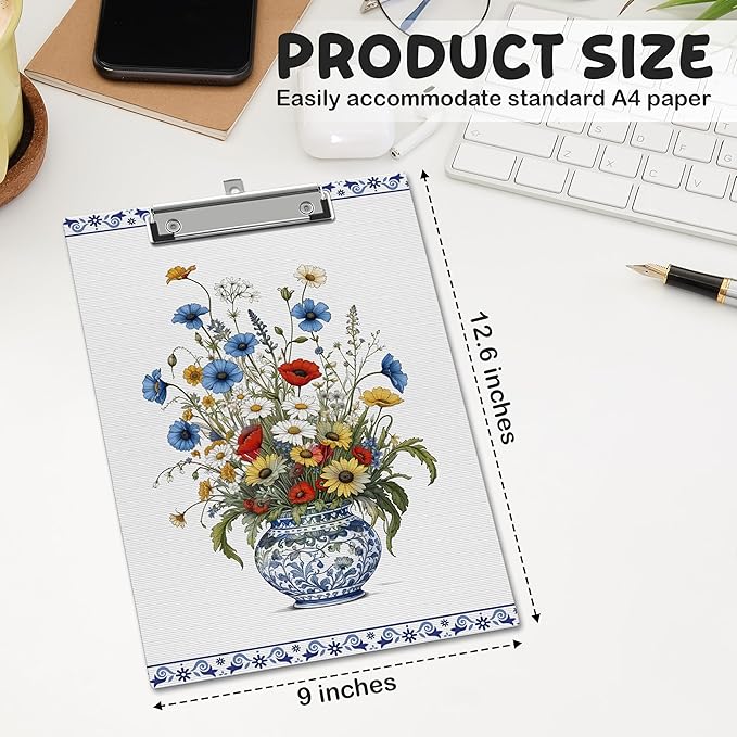 APIILVPQ Floral Clipboard, Vintage Blue Clipboards - Image 2
