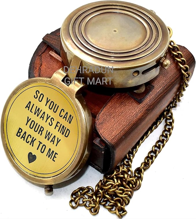 So You Can Always Find Your Way Back to Me Vintage Brass Compass - Image 2