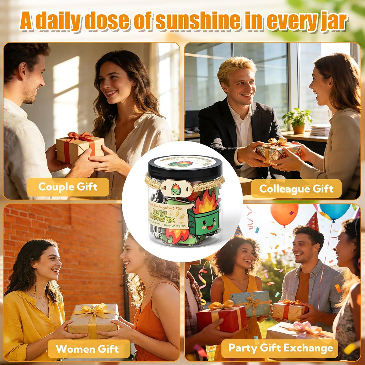 12 Pack Dumpster Fire Cards Jar with NFC Bracelet - 60 Positive Affirmation C...