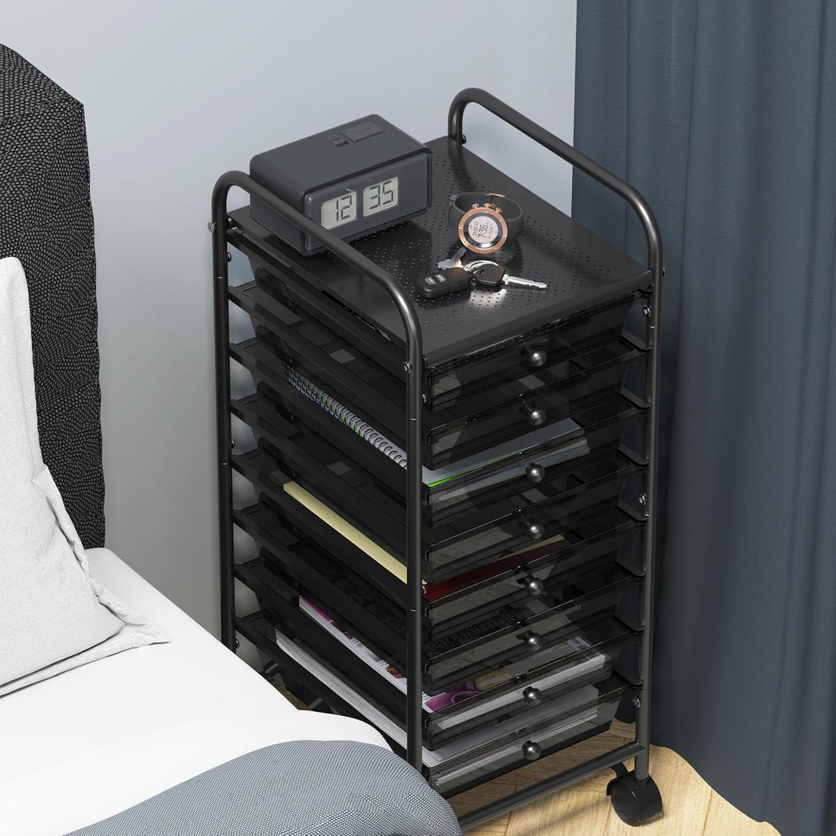 Simple Houseware 8 Drawers Rolling Utility Cart Art Craft Storage, Black