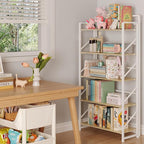 JSB Folding Bookshelf, Industrial Storage Shelves, No Assembly Vintage Wood - Image 2