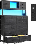 EnHomee Black Dresser with Multiple Fabric Drawers, Dresser by EnHomee