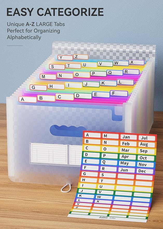 ABC life 26 Pockets Accordion File Organizer, Expanding File Folder, Portable - Image 4