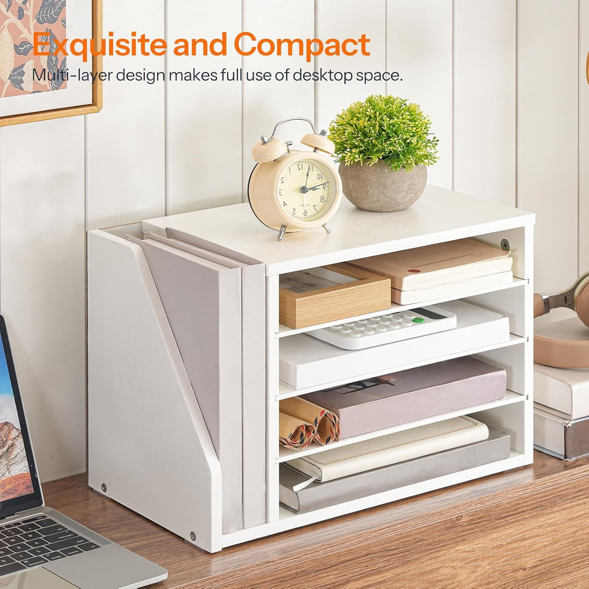 HOOBRO Mail Sorter, Literature Organizer with Adjustable Shelves, Paper Organ...