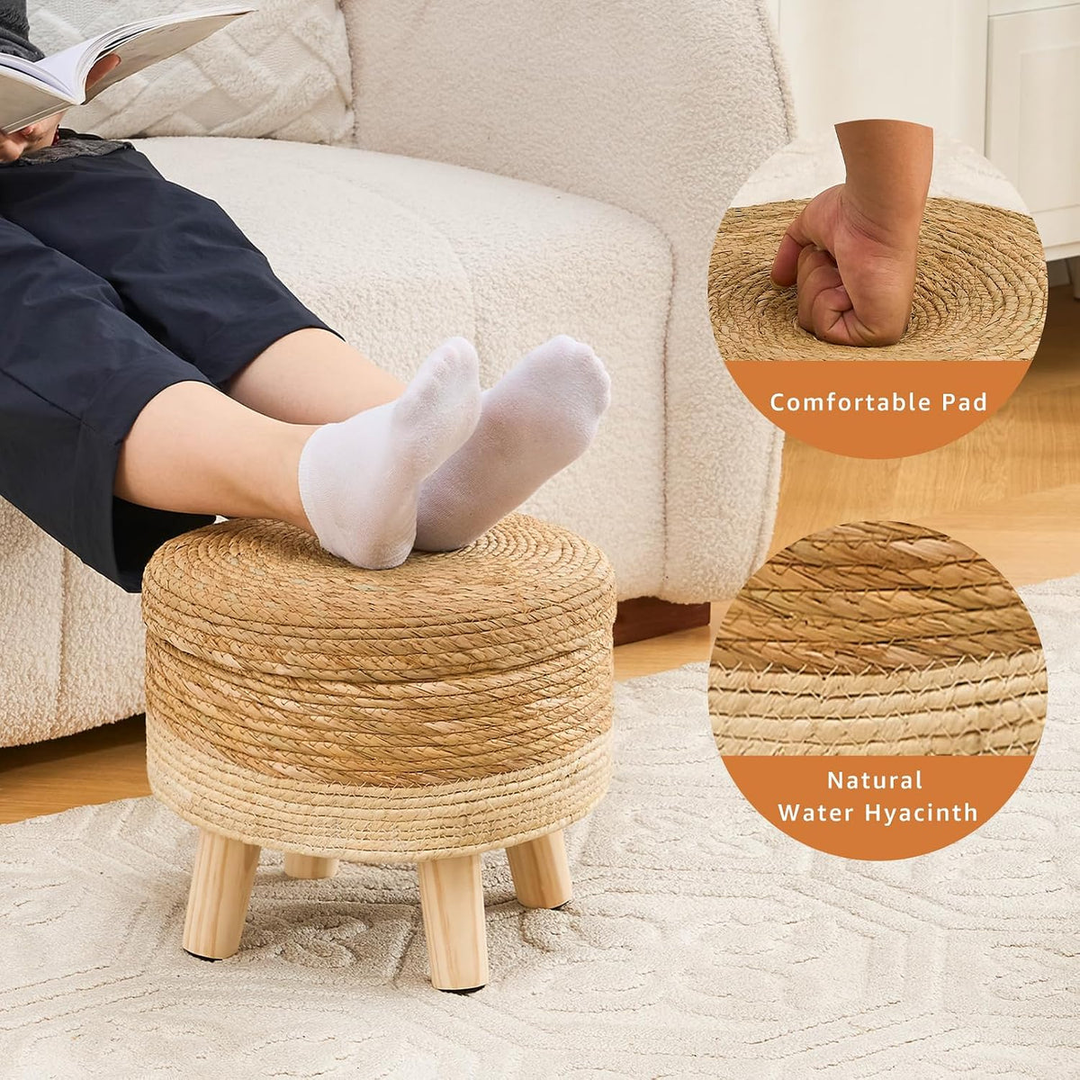 Cpintltr Storage Ottoman Poufs Handwoven Foot Stool