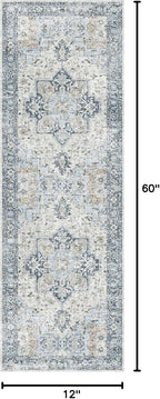 GENIMO Runner Rug 2x5, Machine Washable Non Slip Vintage Runner Rug, Low Pile - Image 2