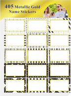 405 PCS Gold Metallic Name Tag, Blank Name Labels in 15 Designs by Stickyourhappymoment