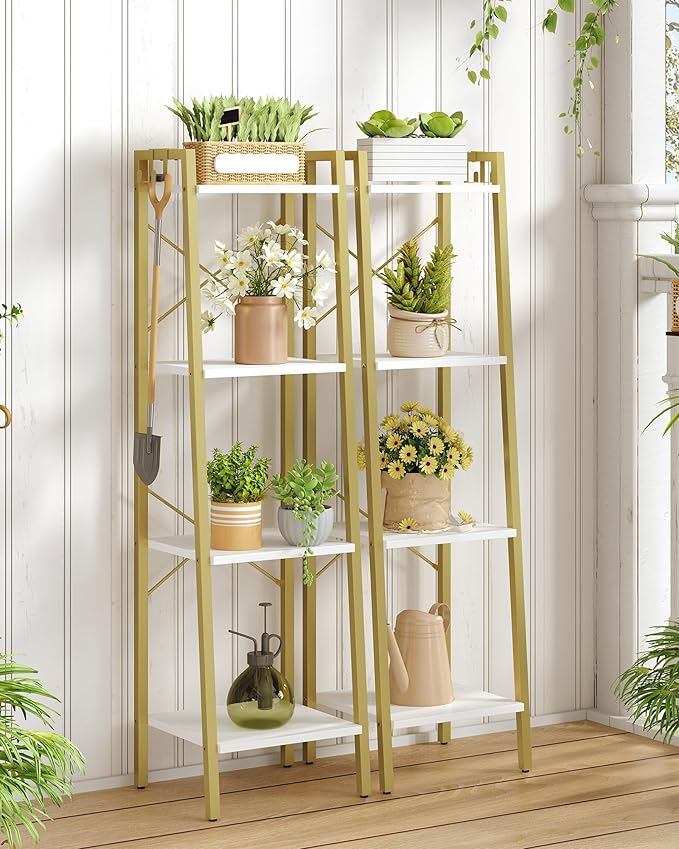 Hzuaneri Ladder Shelf, Bookshelf Bookcase, Freestanding Corner Storage Shelve - Image 8