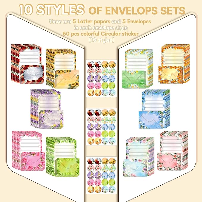 TaoBary 160 Pcs Stationery Paper Set 50 Double Sided Stationery Papers - Image 4