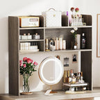 Tangkula Desktop Bookshelf for Computer Up to 32”, 37” Countertop Storage Hutch - Image 4