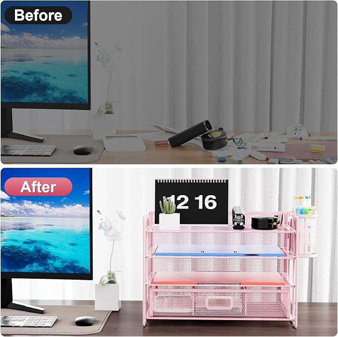 Marbrasse Desk Organizer and Accessories4-Tier Paper File Letter Tray - Image 5