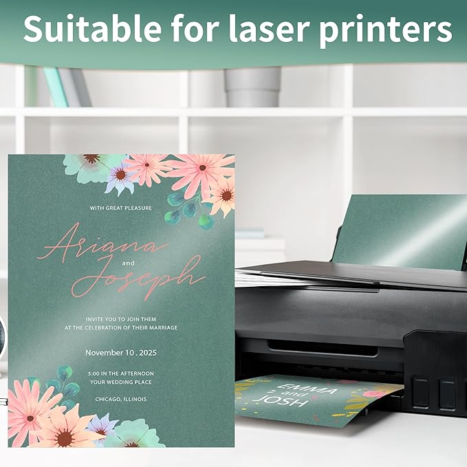 25 Sheets Green Shimmer Cardstock 8.5 x 11Inch Glitter Card Stock 92lb - Image 4