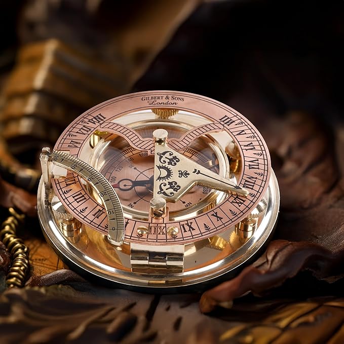Brass Sundial Compass in Leather Case – Unique Nautical Gifts - Image 6