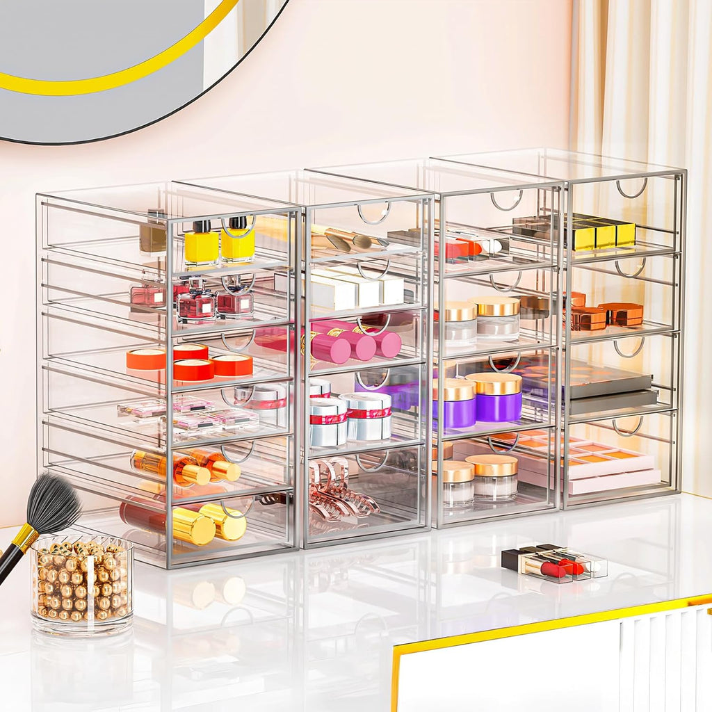 yfxcvsl acrylic makeup organizer with 19 drawers,storage drawer, package contents
