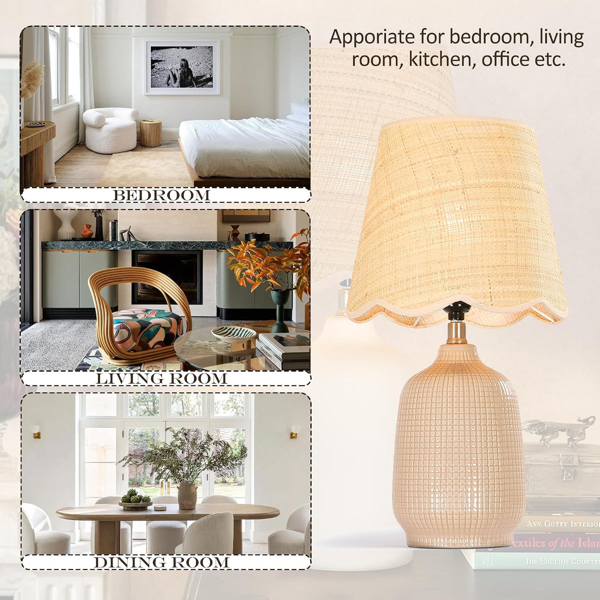 Pia Ricco 19" Modern Ceramic Table Lamp for Living Room Gray Camel Base ...