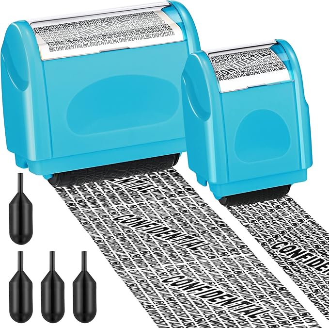 Nezyo 2 Pack Identity Protection Roller Stamp Identity Theft, Confidential by Nezyo