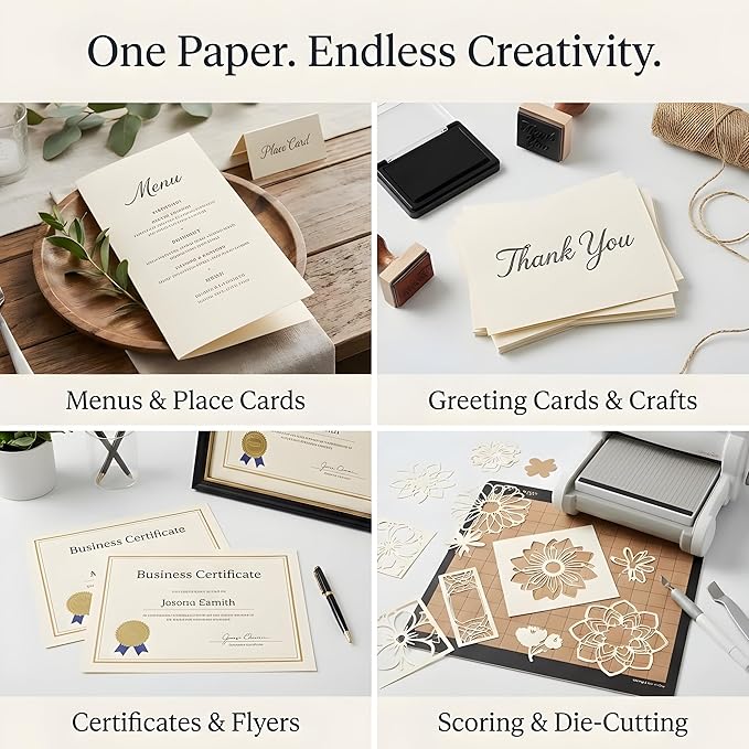 250 Sheets Cream Cardstock 8.5 x 11 Ivory Card Stock 65lb/176gsm Premium Off - Image 6
