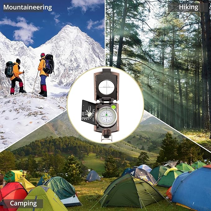 Anbte Compass Hiking Survival, IP65 Waterproof Metal Compass - Image 8
