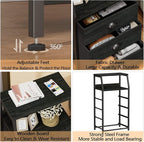Furnulem Tall 4 Drawers Dresser, Vertical Storage Tower Black Dresser - Image 4