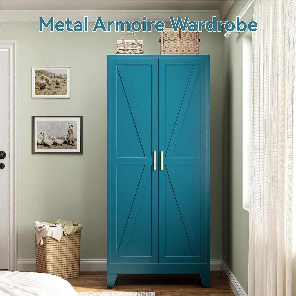 bevivog 71" metal storage cabinet, tall utility closet, package contents