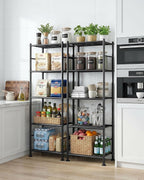 sakugi 2-pack 5-tier metal storage shelves, 18.4"x12.6"x57.4", black on a desk or shelf
