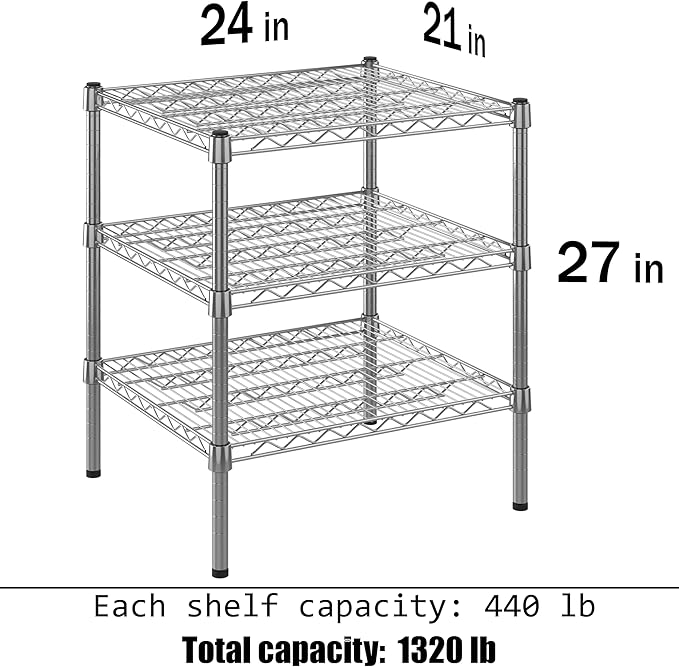 Regal Altair 21" Deep x 24" Wide x 27" Height Wire Shelving Kit | 3-Tier | NSF - Image 3