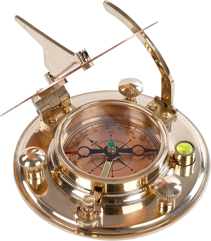 Brass Sundial Compass in Leather Case – Unique Nautical Gifts - Image 2