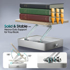 Book Stand with Storage, Wooden Book Holder for Desk, Hands-Free Reading | Ergonomic Adjustable Height & Angle, For Textbooks, Cookbooks, Documents (White, 9.8" x 13.8" Large Panel)