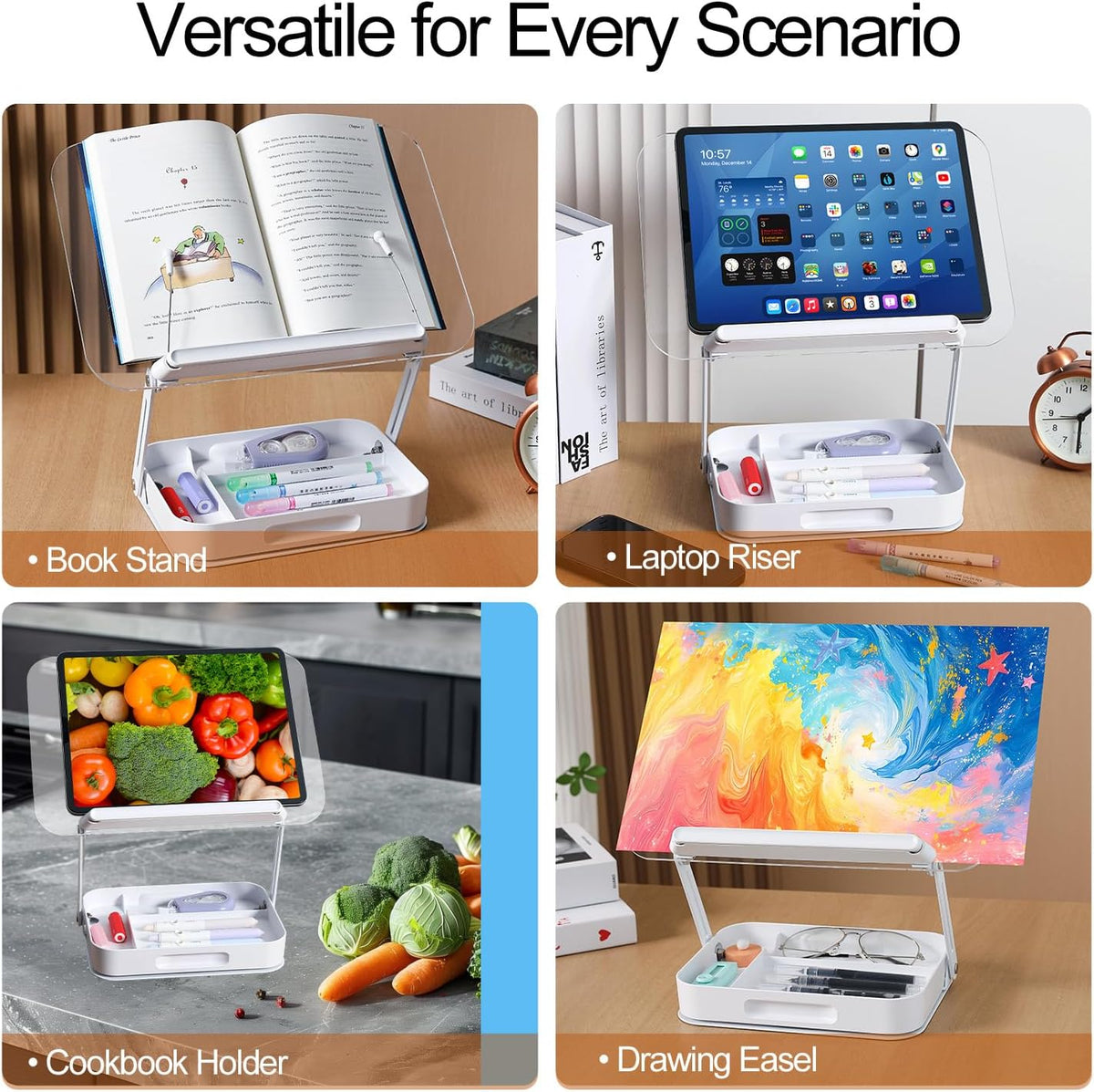 ZOEY Acrylic Book Stand for Reading Adjustable Book Holder with 360 Rotating ...
