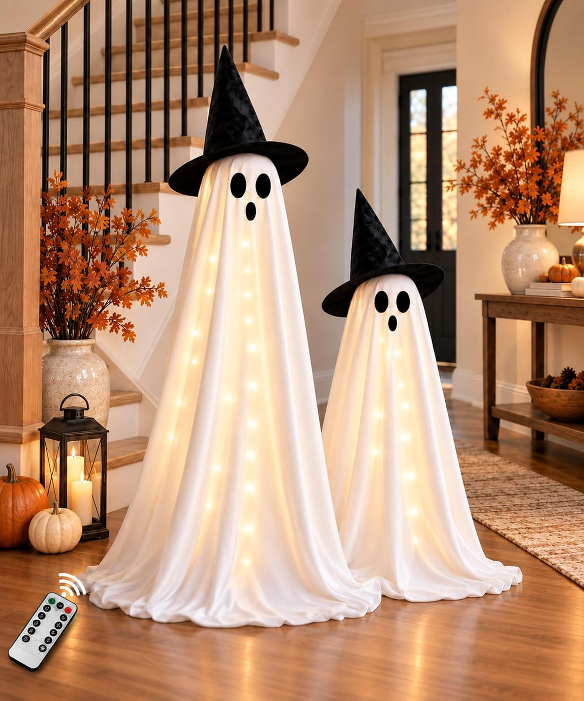 Halloween Ghost Decorations, 2 Pack 5ft Light up Ghosts Outdoor with Remote