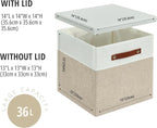 DECOMOMO Storage Basket with Lid, Storage Cubes with Handles, Fabric Box with - Image 6