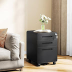 MIIIKO Mobile Filing Cabinet 3 Drawer, Rolling Small File Cabinet - Image 8