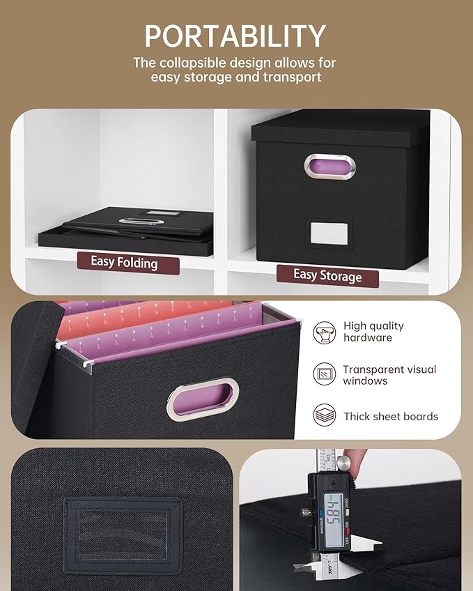 2 Pack File Storage Organizer, Filing Box, Portable File Box - Image 2